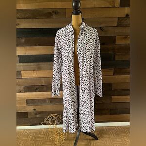 Vintage Handmade Long Floral Collared Cardigan